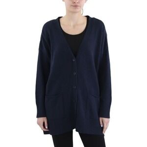 Eileen Fisher Womens Blue Deep Poceket Button Down‎ Cardigan Sweater Size XL
